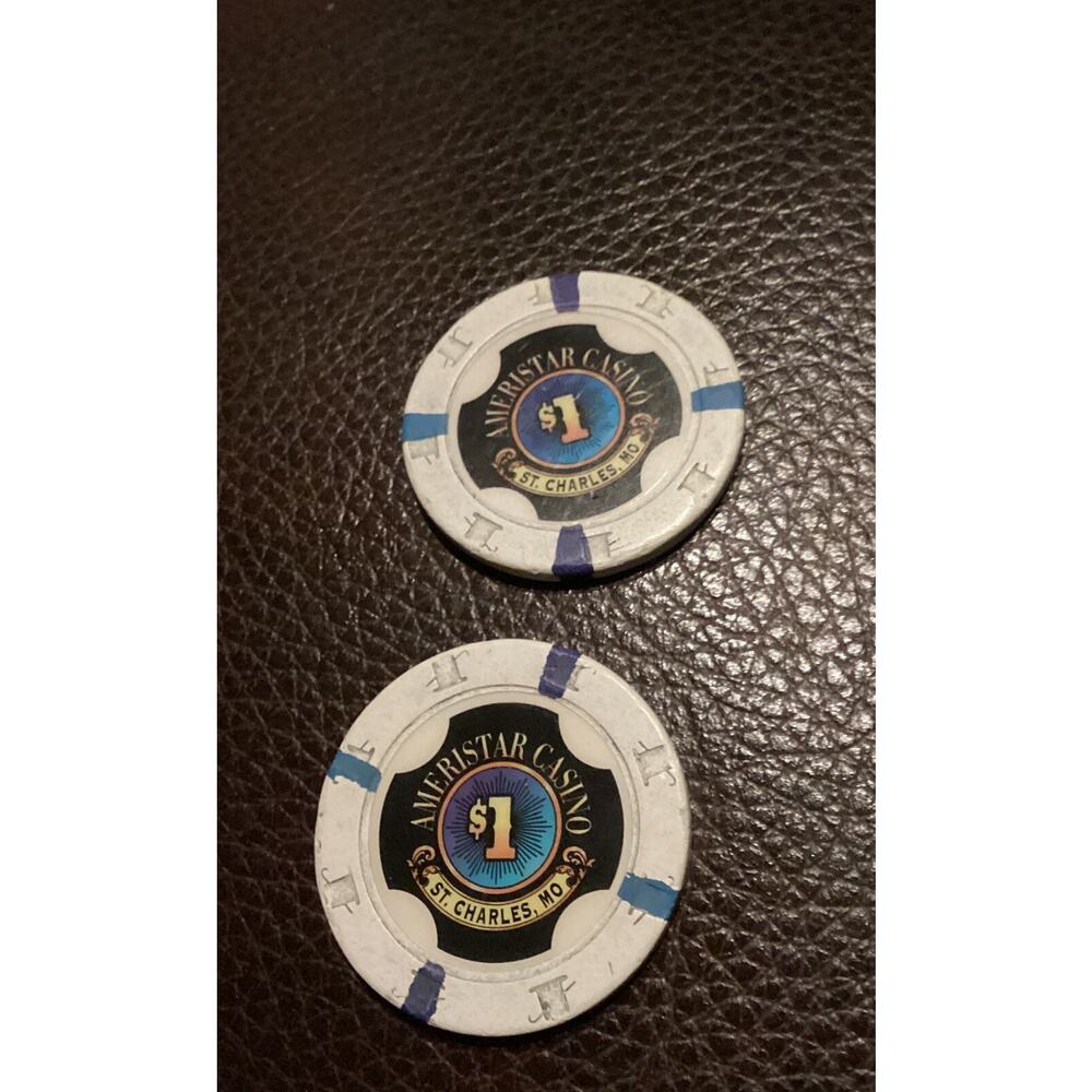 Ameristar Casino $1 Chip Lot 2 St. Charles Missouri Gaming Token Poker Gambling